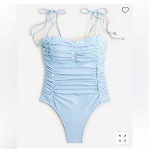Navy JCrew Ruched Tie Shoulder Swimsuit - size 18